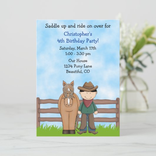 カウボーイアンドホース誕生日招待状 招待状 (スタンド正面)