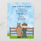カウボーイアンドホース誕生日招待状 招待状 (正面/裏面)