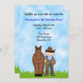 カウボーイアンドホース誕生日招待状 招待状 (正面/裏面)