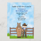 カウボーイアンドホース誕生日招待状 招待状 (正面/裏面)