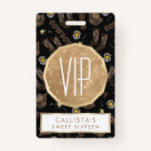 カウボーイアートタイポグラフィクールブラウンウォーター色 バッジ (正面)