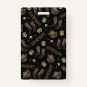 カウボーイアートタイポグラフィクールブラウンウォーター色 バッジ (裏面)