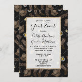 カウボーイアートタイポグラフィクールブラウンウォーター色 招待状 (正面/裏面)