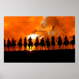 カウボーイウェスタンのラウンドアップタイムrodeo馬のポスターアート ポスター