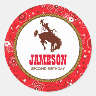 カウボーイウェスタンオールドウェスト誕生日ベビーシャワー ラウンドシール