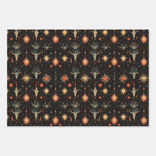 カウボーイウェスタンスカル砂漠 ラッピングペーパーシート (正面3)