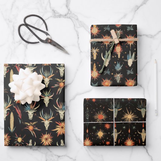 カウボーイウェスタンスカル砂漠 ラッピングペーパーシート (正面)