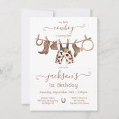 カウボーイウェスタンチャップスクロスライン誕生日パーティー 招待状 (正面)