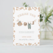 カウボーイウェスタントライトブラウンボーイベビーシャワー サンキューカード (スタンド正面)