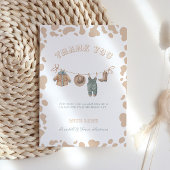 カウボーイウェスタントライトブラウンボーイベビーシャワー サンキューカード