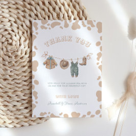 カウボーイウェスタントライトブラウンボーイベビーシャワー サンキューカード