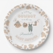 カウボーイウェスタントライトブラウンボーイベビーシャワー ペーパープレート (正面)
