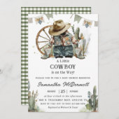 カウボーイウェスタンハットブーツデニムボーイベビーシャワー 招待状 (正面/裏面)