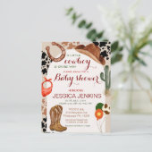 カウボーイウェスタンハットブーツベビーシャワー葉書 ポストカード (スタンド正面)