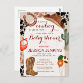 カウボーイウェスタンハットブーツベビーシャワー葉書 ポストカード (正面/裏面)