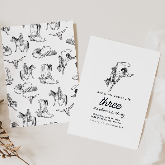 カウボーイウェスタンバースデーパーティーの招待テンプレート 招待状