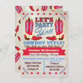 カウボーイウェスタンバースデーパーティ招待状 招待状 (正面/裏面)