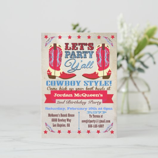 カウボーイウェスタンバースデーパーティ招待状 招待状 (スタンド正面)