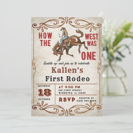 カウボーイウェスタンファーストロデオワイルドウェスト誕生日 招待状 (スタンド正面)
