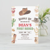 カウボーイウェスタンファーストRodeo 1st誕生日パーティー 招待状 (スタンド正面)