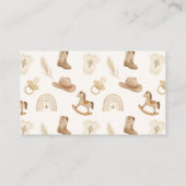 カウボーイウェスタンベビーシャワーおむつラッフル エンクロージャーカード (裏面)