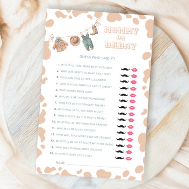 カウボーイウェスタンベビーシャワーママまたはパパのゲーム (クリエイターアップロード済み)