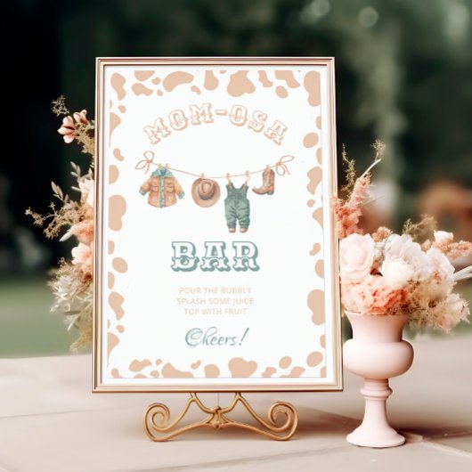 カウボーイウェスタンベビーシャワーマムオーサバーサイン ポスター