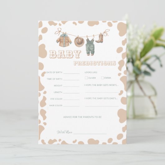 カウボーイウェスタンベビーシャワー予測おもしろいゲーム 招待状 (スタンド正面)