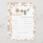 カウボーイウェスタンベビーシャワー予測おもしろいゲーム 招待状 (正面/裏面)