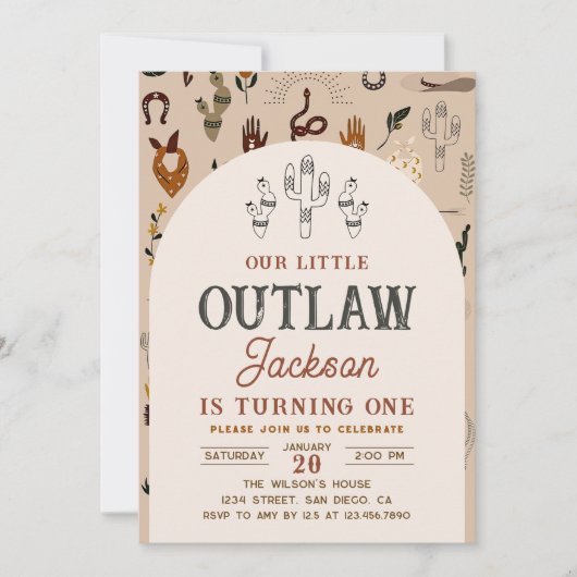 カウボーイウェスタンボーイズ誕生日パーティーへの招待 招待状 (正面)