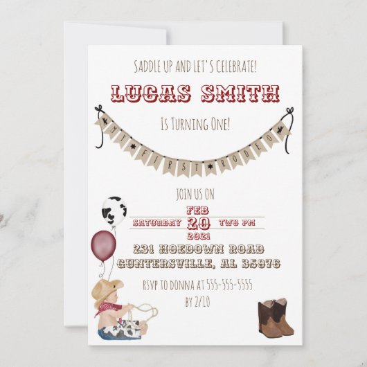 カウボーイウェスタンボーイズ誕生日招待状 招待状 (正面)