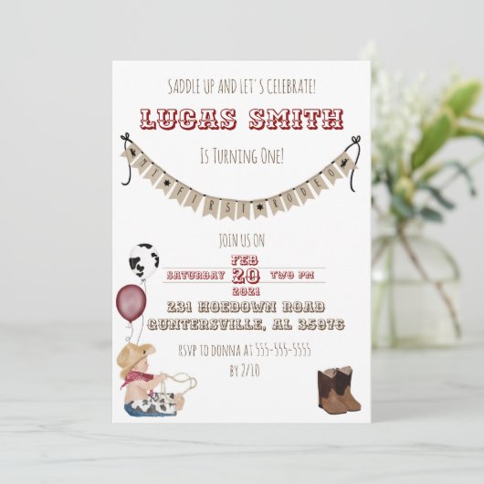 カウボーイウェスタンボーイズ誕生日招待状 招待状 (スタンド正面)