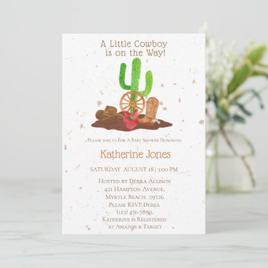 カウボーイウェスタンボーイベビーシャワー 招待状 (スタンド正面)