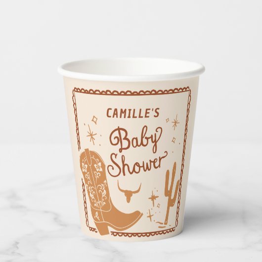 カウボーイウェスタンボーイベビーシャワー 紙コップ (裏面)