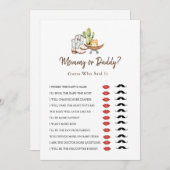 カウボーイウェスタンママまたはパパ赤ちゃんシャワーゲーム 招待状 (正面/裏面)