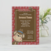 カウボーイウェスタンモンキー5x7ベビーシャワー招待状 招待状 (スタンド正面)