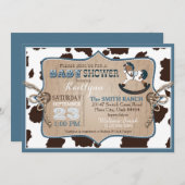 カウボーイウェスタンロッキングホース赤ちゃんシャワー 招待状 (正面/裏面)