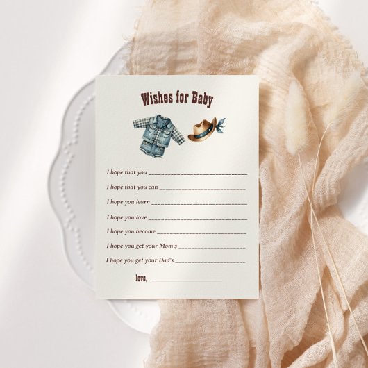 カウボーイウェスタンロデオの赤ちゃんシャワーの願いベビー エンクロージャーカード