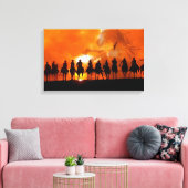 カウボーイウェスタンロデオラウンドアップワイルドウェスト包まれたカン キャンバスプリント (インサイチュ (リビング))