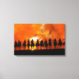 カウボーイウェスタンロデオラウンドアップワイルドウェスト包まれたカン キャンバスプリント