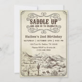 カウボーイウェスタンロデオワイルドウェスト誕生日パーティー 招待状 (正面)