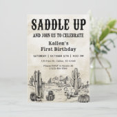 カウボーイウェスタンロデオワイルドウェスト誕生日パーティー 招待状 (スタンド正面)