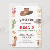 カウボーイウェスタンロデオワイルドウェスト誕生日パーティー 招待状 (正面)