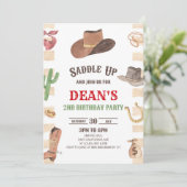 カウボーイウェスタンロデオワイルドウェスト誕生日パーティー 招待状 (スタンド正面)