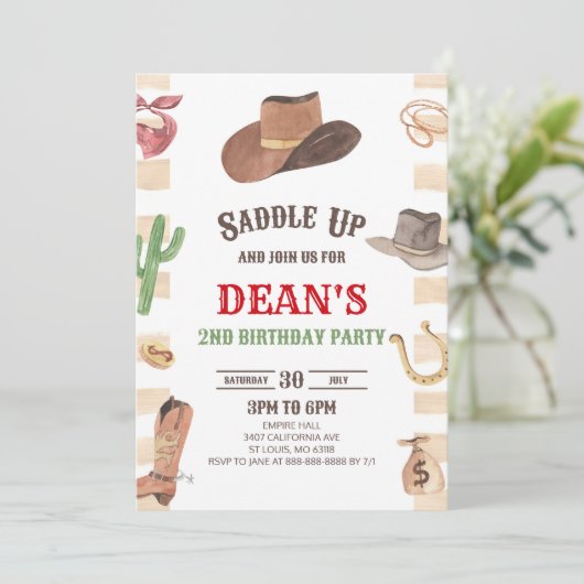 カウボーイウェスタンロデオワイルドウェスト誕生日パーティー 招待状 (スタンド正面)
