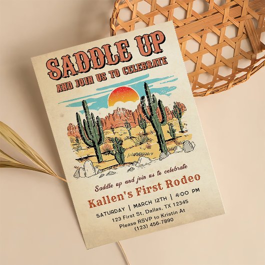カウボーイウェスタンロデオワイルドウェスト誕生日パーティー 招待状