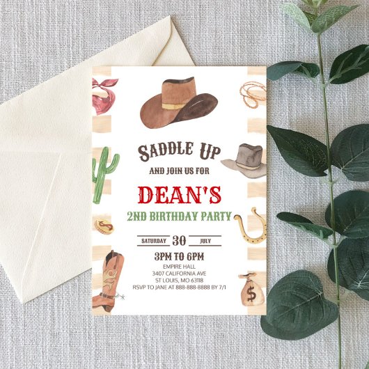 カウボーイウェスタンロデオワイルドウェスト誕生日パーティー 招待状