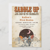 カウボーイウェスタンロデオワイルドウェスト誕生日パーティー 招待状 (正面)