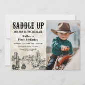 カウボーイウェスタンロデオワイルドウェスト誕生日写真 招待状 (正面)