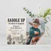 カウボーイウェスタンロデオワイルドウェスト誕生日写真 招待状 (スタンド正面)